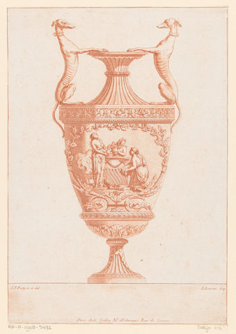 Vase with greyhounds, L. Laurent, 1775 - 1785 Canvas Print