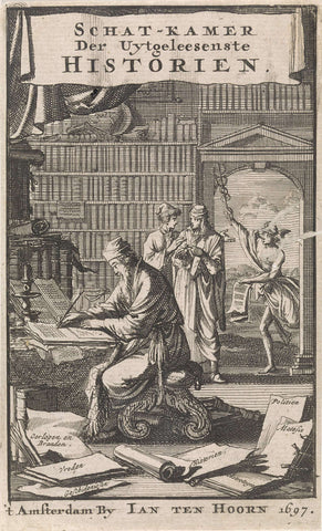 Scholarly writing in his study, Jan Luyken, 1697 Canvas Print