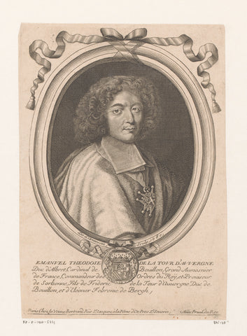 Portrait of Emmanuel Théodose de la Tour d'Auvergne, Cardinal of Bouillon, Nicolas de Larmessin (I), 1680 Canvas Print