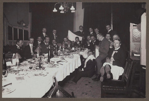 Group portrait of students at a set table, anonymous, 1907 Canvas Print