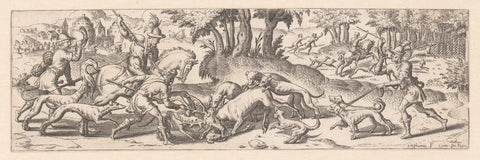 Hunt for deer, Etienne Delaune, 1528 - 1583 Canvas Print