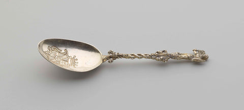 Spoon with on the ark the crowned coat of arms Oranje-Nassau, Jacob Helweg (I) (attributed to), 1760 Canvas Print