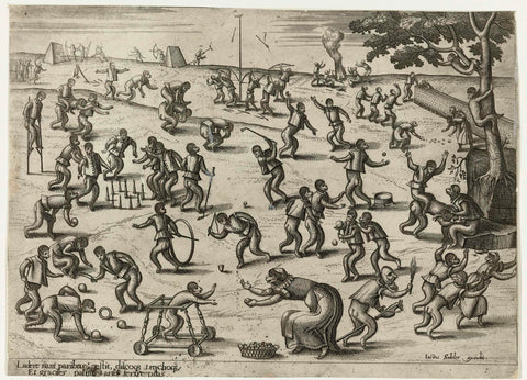 Children's games, Pieter van der Borcht (I), 1593 - 1608 Canvas Print