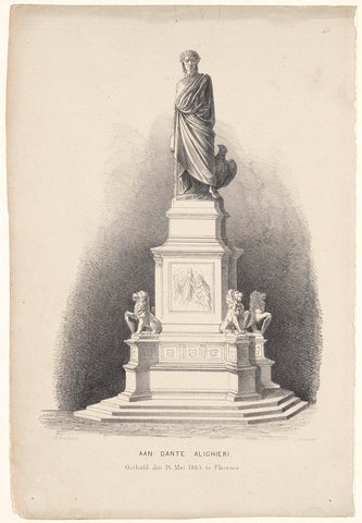 Memorial Dante Alighieri in Florence, Maarten Bos Jz., 1862 - 1867 Canvas Print