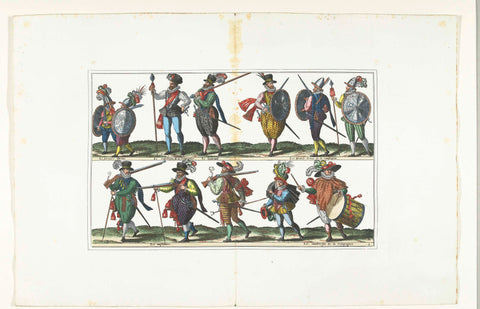 Double plate with twelve armed civilians in uniform according to fashion in Antwerp, ca. 1580, anonymous, 1872 - 1875 Canvas Print