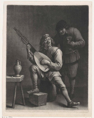 Lute Player and a Standing Man, Wallerant Vaillant, 1658 - 1677 Canvas Print