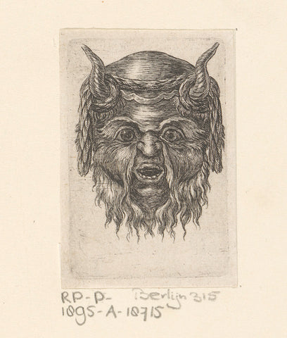 Mask with horns, François Chauveau, 1626 - 1676 Canvas Print