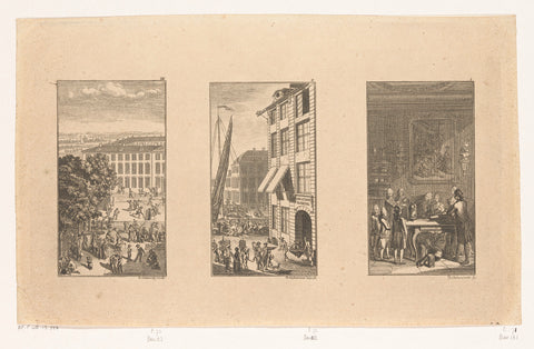 Three illustrations for Basedow's Agathokrator, Daniel Nikolaus Chodowiecki, 1771 Canvas Print