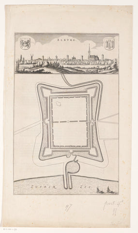 Fortress map of Elburg with cityscape, anonymous, 1652 Canvas Print