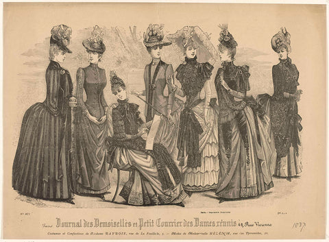 Journal des Demoiselles et Petit Courrier des Dames Réunis, 1 August 1887, No. 4671: Costumes et Confections (...), anonymous, 1887 Canvas Print