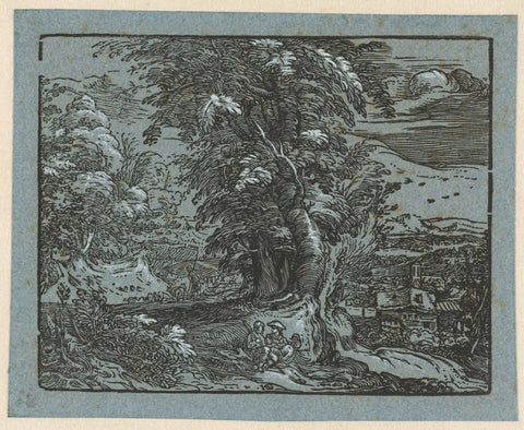 Landscape with seated couple, Hendrick Goltzius, 1597 - 1600 Canvas Print