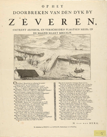 Dike breach at Zeveren, 1744, Isaac Vincentsz. van der Vinne (attributed to), 1741 - 1744 Canvas Print