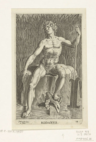 Riviergod Rodanus, Philips Galle, 1586 Canvas Print