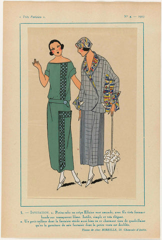 Très Parisien, 1923, No. 4: 5. - INVITATION. 1. Petite robe..., anonymous, 1923 Canvas Print