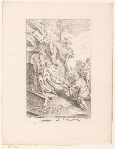 Graflegging van Christus, Gabriel Huquier, 1705 - in or before 1732 Canvas Print