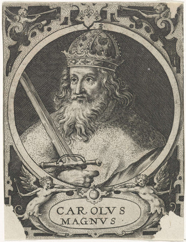 Charlemagne as one of the nine heroes, Crispijn van de Passe (I), 1574 - 1637 Canvas Print