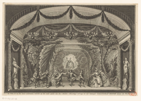 Theatrical performance at the reopening of the Amsterdamse Schouwburg, 1749, Simon Fokke, 1749 Canvas Print