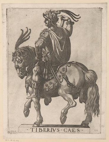 Emperor Tiberius on horseback, Antonio Tempesta, 1596 Canvas Print