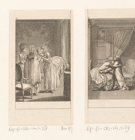 Julie visiting Frau von Étange, Daniel Nikolaus Chodowiecki, 1782 Canvas Print