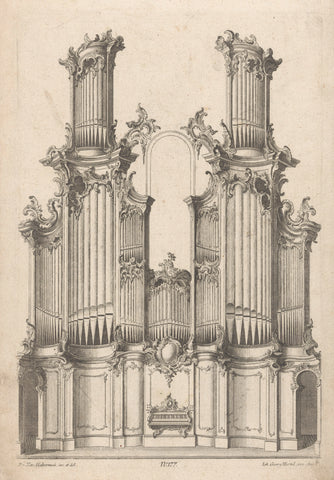 Church organ with two towers, anonymous, 1740 - 1745 Canvas Print