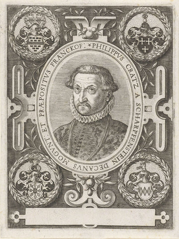 Portrait of Philipp Cratz of Scharffenstein, Johann Sadeler (I), 1587 Canvas Print