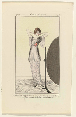 Journal des Dames et des Modes, 1912, Costumes Parisiens, no. 26: Deshabillé de Mousselin (...)., Fernand Siméon, 1912 Canvas Print