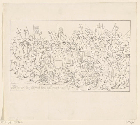 The Battle of Woeringen, after a contemporary manuscript, 1288, Philippus Dunst, 1848 - 1850 Canvas Print