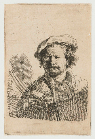 Self-portrait in a flat cap and embroidered dress, Rembrandt van Rijn, c. 1642 Canvas Print