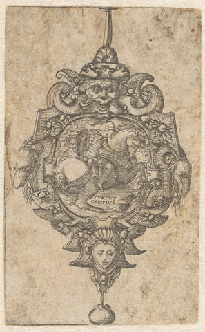 Design for a pendant with Marcus Curtius, Pierre Woeiriot (II), c. 1555 - 1562 Canvas Print