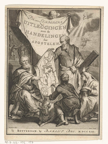 Draughtsman makes a map for the acts of the apostles, Willem de Broen (possibly), 1713 Canvas Print