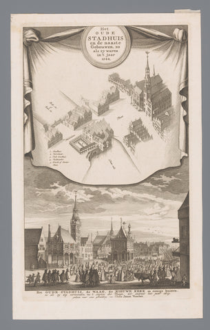 View of the Old Town Hall in Amsterdam and the adjacent buildings, anonymous, Claes Jansz. Visscher (II), c. 1765 Canvas Print