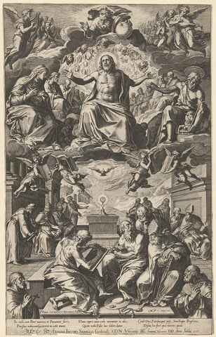 Dispute between the Church Fathers over the Blessed Sacrament, Cornelis Cort, 1575 Canvas Print