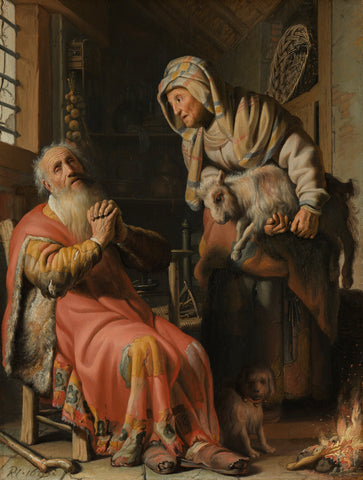 Tobit and Anna with the Kid, Rembrandt van Rijn, 1626 Canvas Print