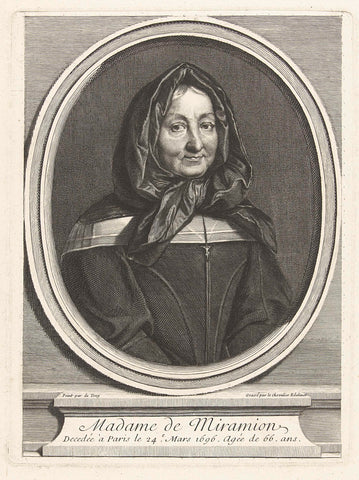 Portret van Marie Bonneau de Rubella, Gerard Edelinck, 1696 - 1707 Canvas Print