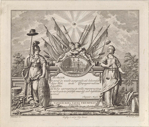 Wijkbriefje van de Amsterdamse schutterij, 1795, Theodoor Koning, 1795 Canvas Print