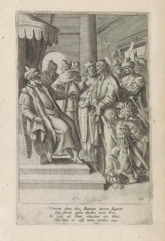 Christ before Pilate, Antonie Wierix (II), 1585 Canvas Print