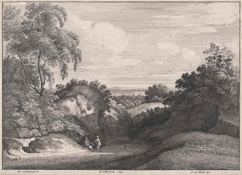 Heuvelachtig landschap met een bedelaar, Wenceslaus Hollar, 1649 Canvas Print