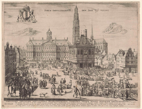 View of Dam Square in Amsterdam, Jacob van der Ulft, 1654 Canvas Print