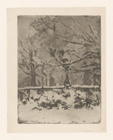 View of snow-covered garden, Théodore Roussel, 1909 Canvas Print