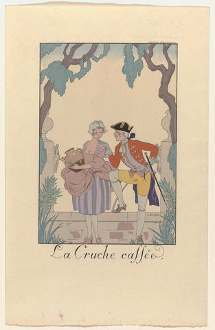 Falbalas and Fanfreluches for 1925: La Cruche caffée, George Barbier, 1925 Canvas Print