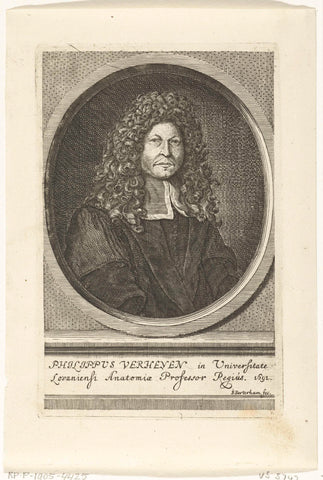 Portrait of surgeon Philip Verheyen, Jan Baptist Berterham, 1692 Canvas Print