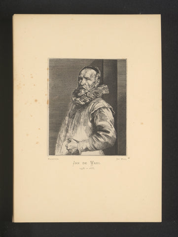 Reproduction of an engraving of a portrait of Hans de Wael by Anthony van Dyck, Joseph Maes, c. 1872 - in or before 1877 Canvas Print