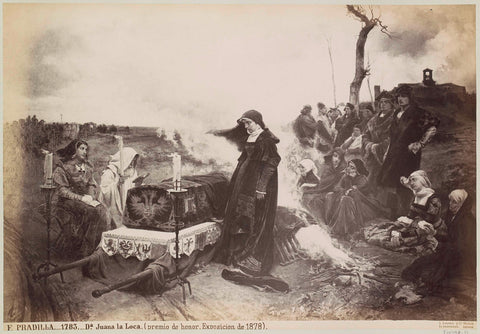 Photo reproduction of a painting by Francisco Pradilla Ortiz, depicting Joanna of Castile next to the coffin of her husband, Juan Laurent, in or after 1878 - c. 1885 Canvas Print