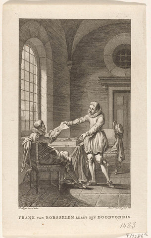 Frank van Borselen receives his death sentence, 1433, Reinier Vinkeles (I), 1787 Canvas Print