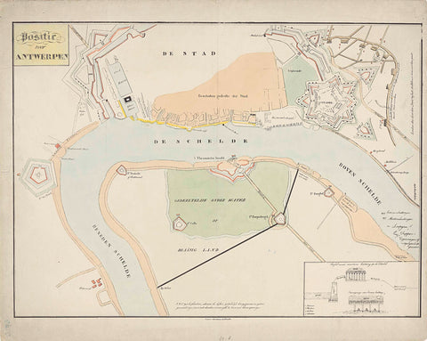 Map of Antwerp and the Citadel, 1832, anonymous, 1832 Canvas Print