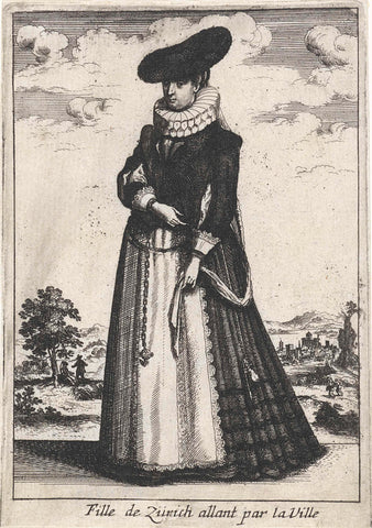 Femme de Zürich allant par la Ville, Wenceslaus Hollar, 1662 Canvas Print