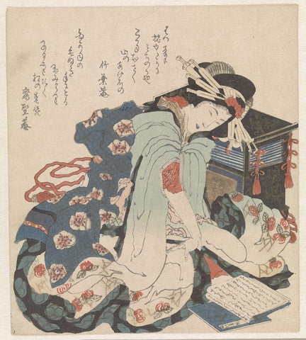 Lezende vrouw, Katsushika Hokusai, c. 1890 - c. 1900 Canvas Print