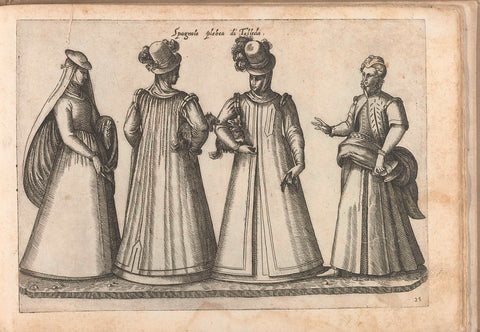 Four womanwen, dressed according to de Spanish fashion in Toledo, ca. 1580, Bartolomeo Grassi, in or before 1585 Canvas Print