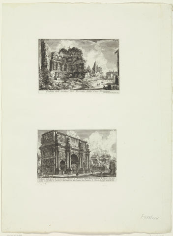 Landscape with ruins and Arch of Constantine in Rome, Giovanni Battista Piranesi, c. 1756 - c. 1757 Canvas Print