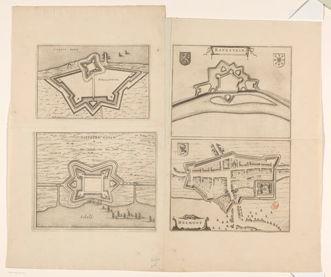 Fortress map of Philippine, Fort Liefkenshoek, Ravenstein and Helmond, anonymous, c. 1698 - c. 1710 Canvas Print